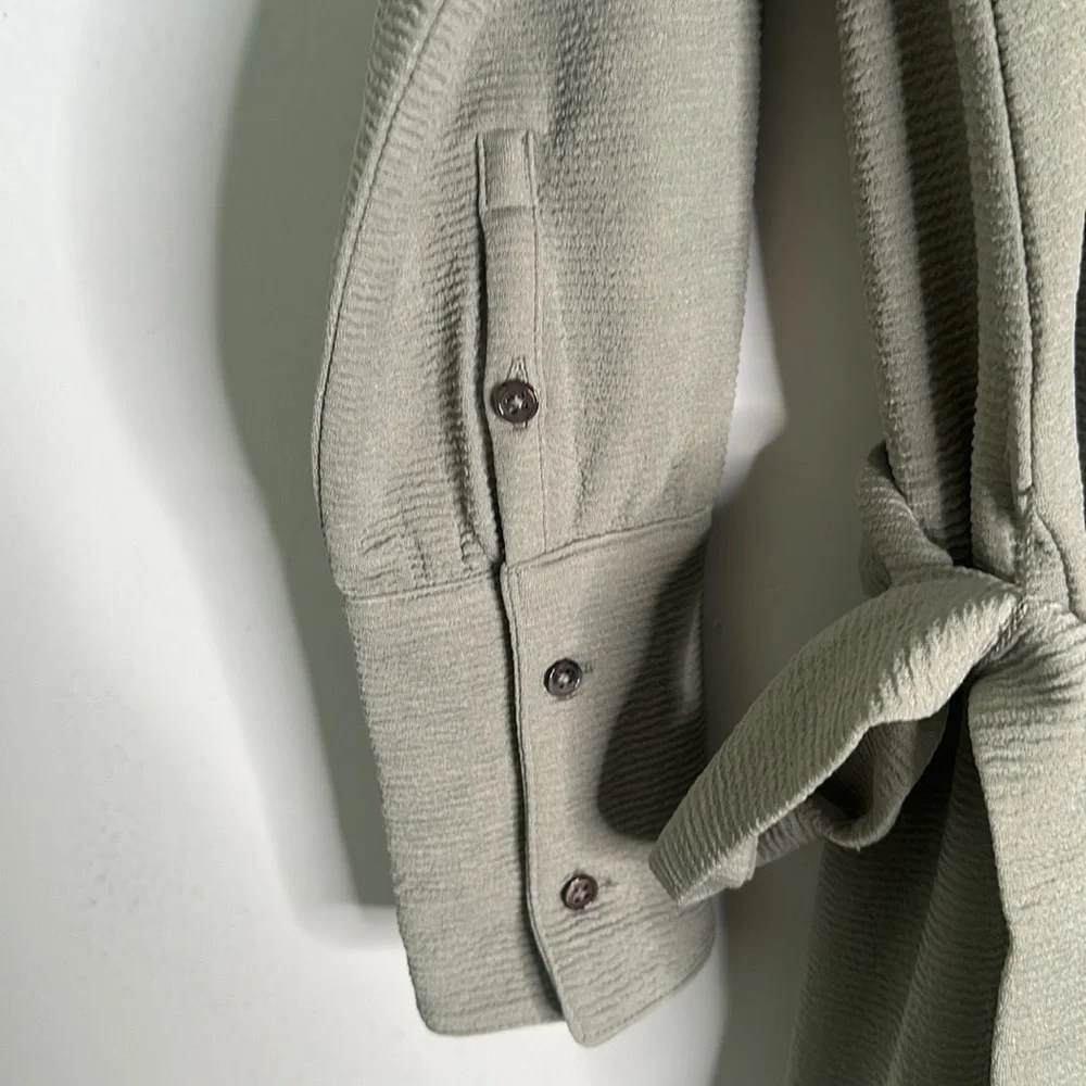 Club Monaco sage green midi dress tie belt side slits size small p - Picture 7 of 9